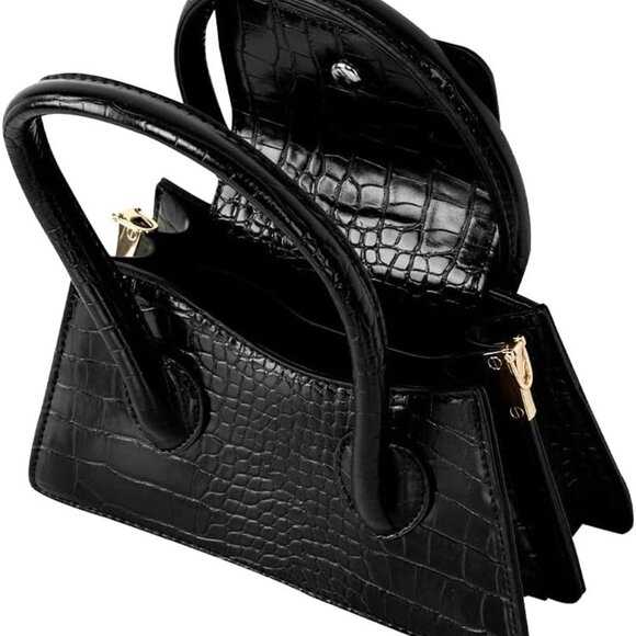 Small Crocodile Pattern Faux Leather Crossbody Handbag Women Girls - Picture 3 of 6